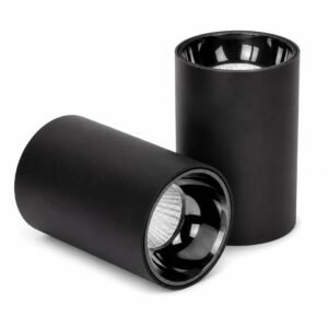 ENAARGY CYLINTECH Cylinder Surface COB LED Spotlight, Black, 3000K / 4000K / 5500K, Aluminium, Surface Mount, Modern Style (Black-BR, Cool White, 12, Watts)
