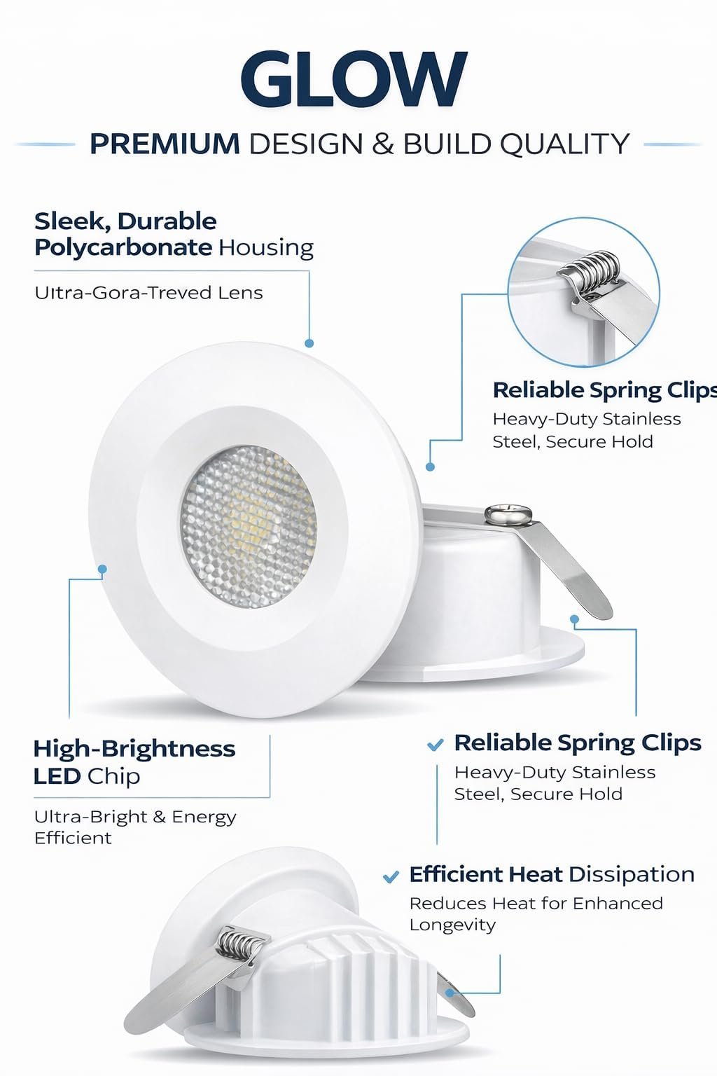 ENAARGY Glow 2W LED Spotlight, Recess-Mounted, Glare-Free, 32mm Cut Out, 220-240V, Multiple Colour Options (Cool Daylight, 2) - Image 4