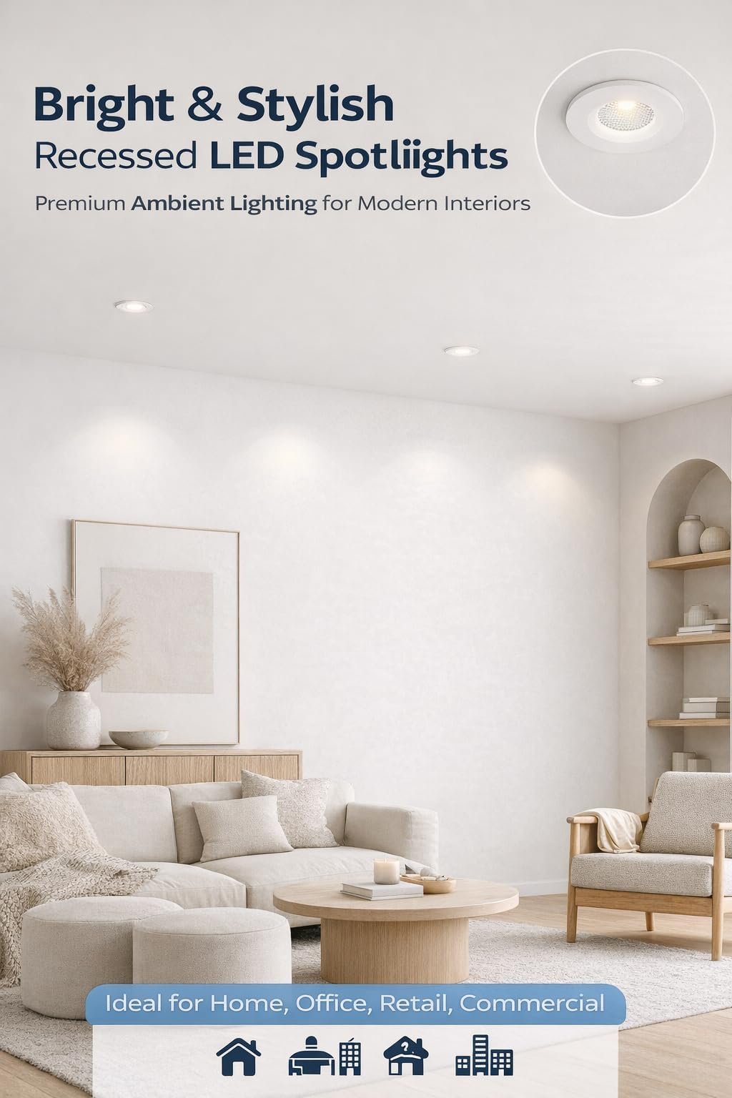 ENAARGY Glow 2W LED Spotlight, Recess-Mounted, Glare-Free, 32mm Cut Out, 220-240V, Multiple Colour Options (Cool Daylight, 2) - Image 5