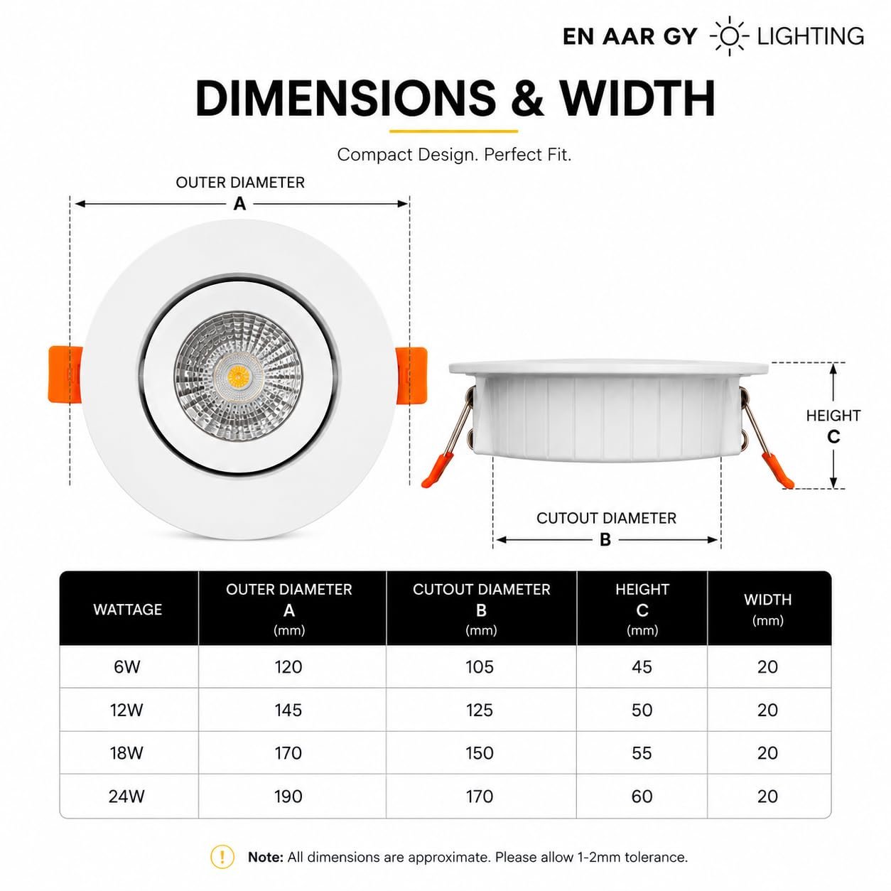 ENAARGY Lume LED Concealed Light, 6W, 120mm, 480lm, Multi-Colour Temperature, Recessed Downlight (RED, 6, Watts) - Image 3