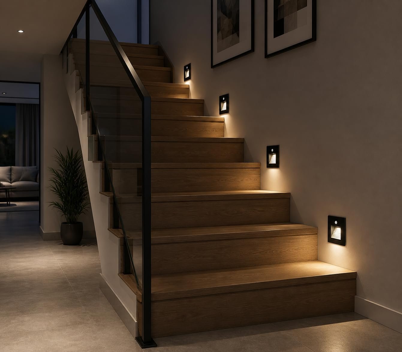 ENAARGY Step Light LED Foot Light, Aluminium, Wall Staircase Ambience Lighting, 2 Years Warranty (Black(3X3), Natural White, 3, Watts) - Image 2