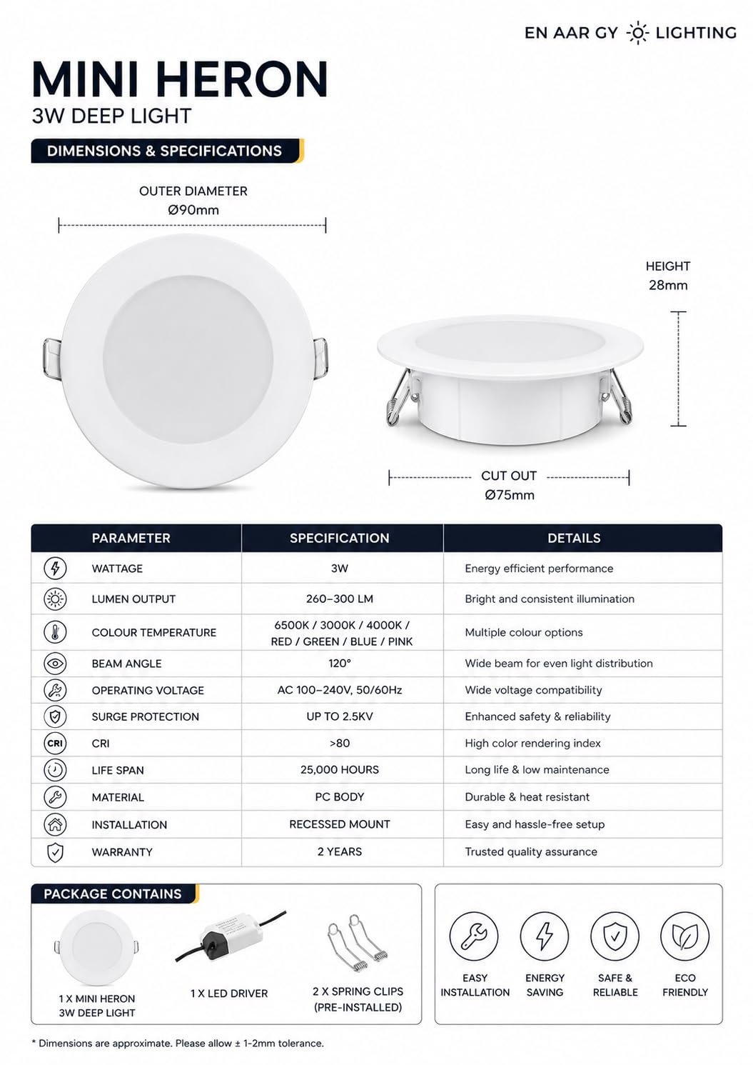ENAARGY Mini Heron 3W Recessed LED Deep Light, Glare-Free, Multiple Colour Options (Blue) - Image 4