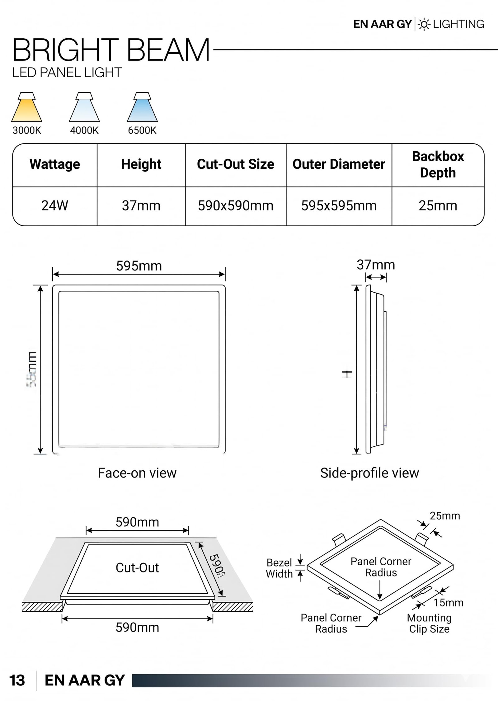 ENAARGY Bright Beam 2x2 LED Panel Light, 24W, 220-240V, (Cool White, 36, Watts, 2X2) - Image 2