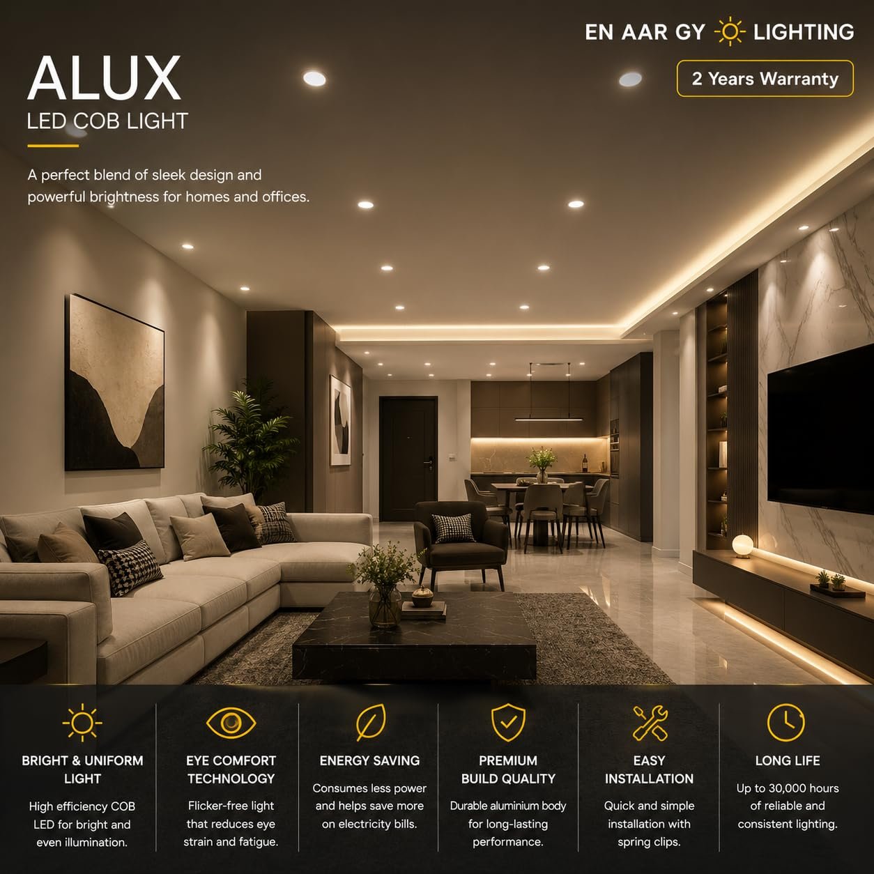 ENAARGY ALUX LED COB Light, 2 Years Warranty, for Homes and Offices (Cool White, 24, Watts) - Image 5