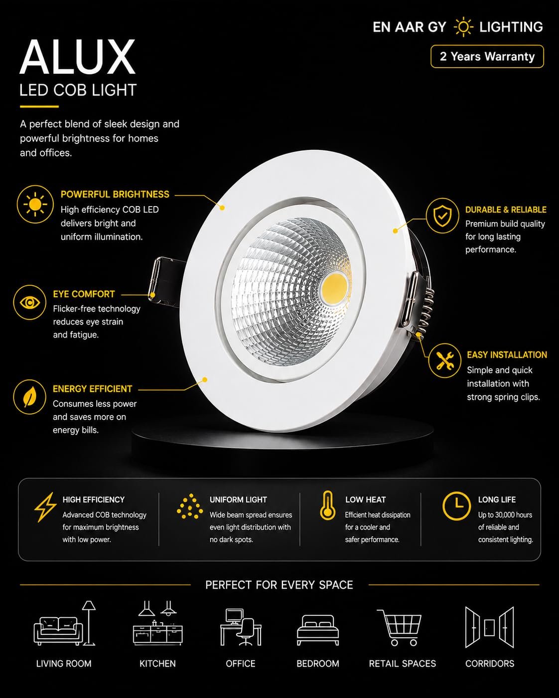 ENAARGY ALUX LED COB Light, 2 Years Warranty, for Homes and Offices (Cool White, 24, Watts) - Image 3