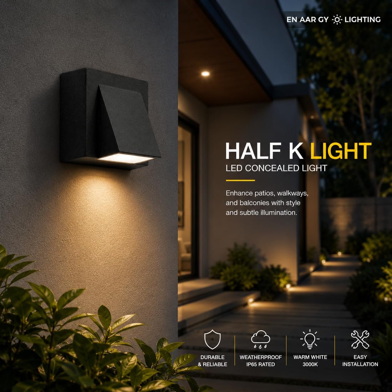 ENAARGY Half K Light LED Concealed Wall Light, 3W, Warm White - Image 3