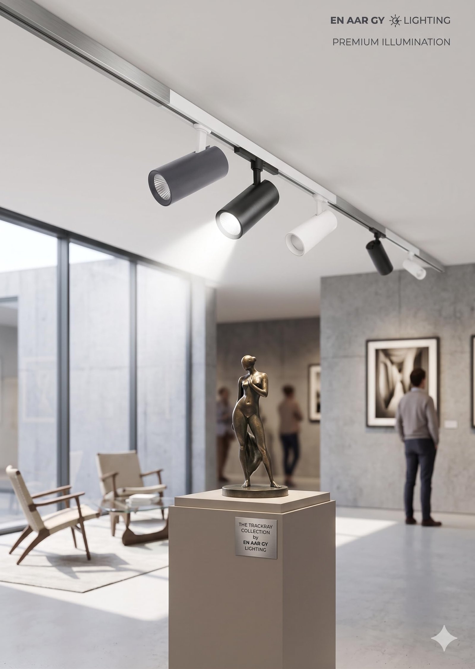 ENAARGY TRACKRAY LED Track Light, Aluminium Housing, 360° Horizontal & 90° Vertical Rotation, 2 Years Warranty (Black, WB-Warm White, 40.0, Watts) - Image 4
